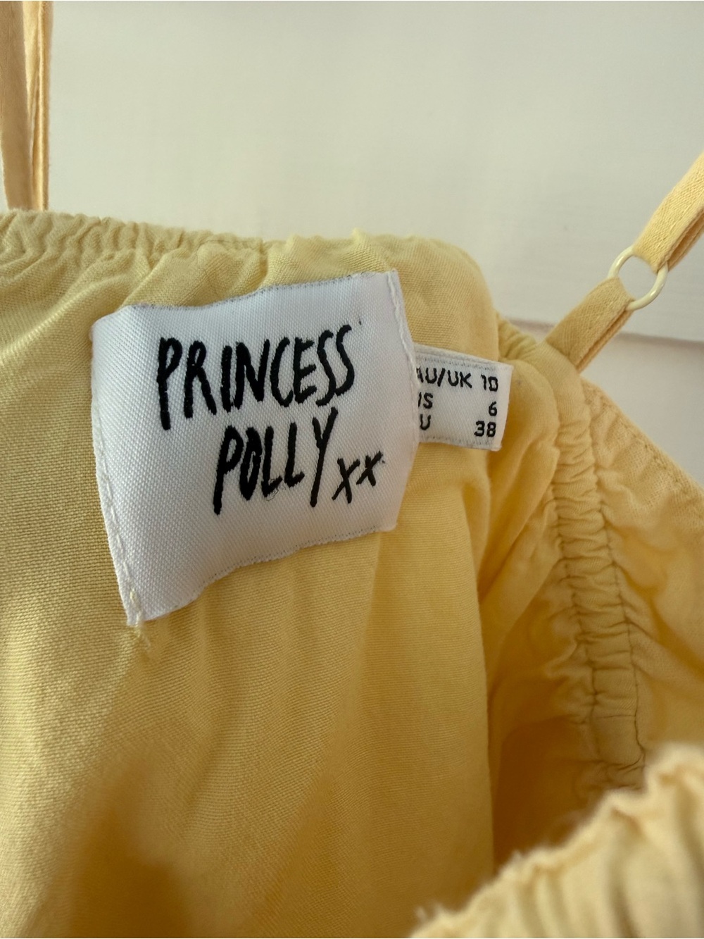 Princess Polly | Yellow Linen Blend Babydoll Mini Dress Size US 6 - Picture 7 of 8